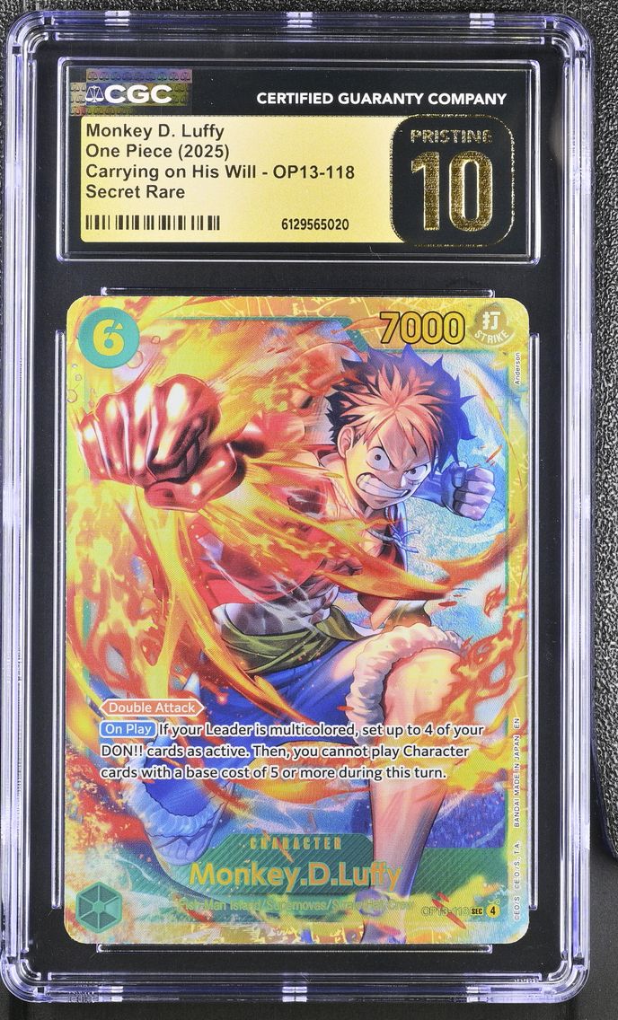 2025 #OP13-118 Monkey D. Luffy CGC 10 Pristine Carrying on His Will (OP13) - English
