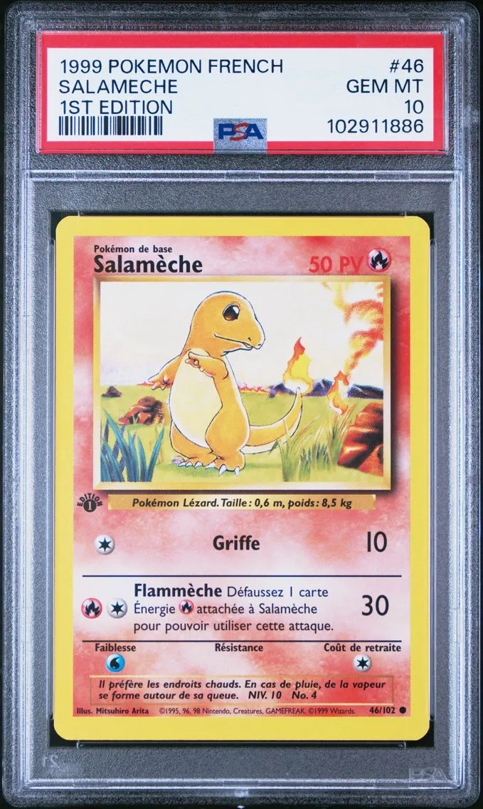 1999 #46 Salameche 1st Edition PSA 10 French Pokemon