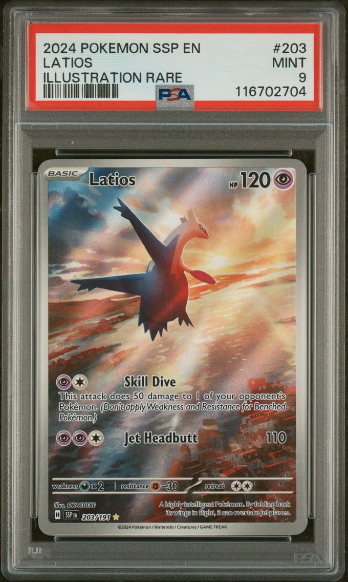 2024 #203 Latios PSA 9 Ssp EN-Surging Sparks Pokemon