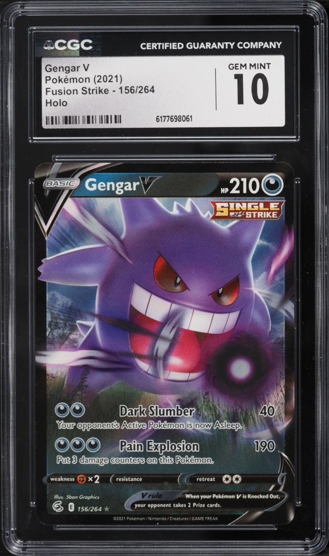 2021 Pokemon Sword & Shield Fusion Strike Holo Gengar V #156 CGC 10 GEM MINT