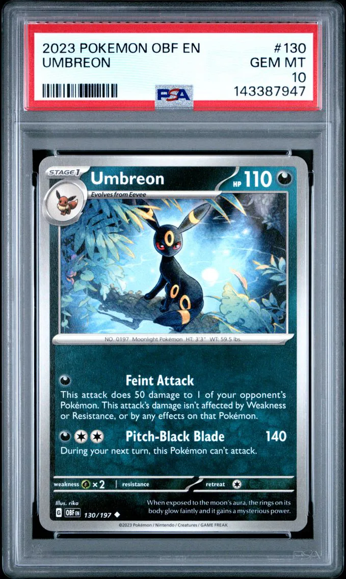 2023 #130 Umbreon PSA 10 Obf EN-Obsidian Flames Pokemon