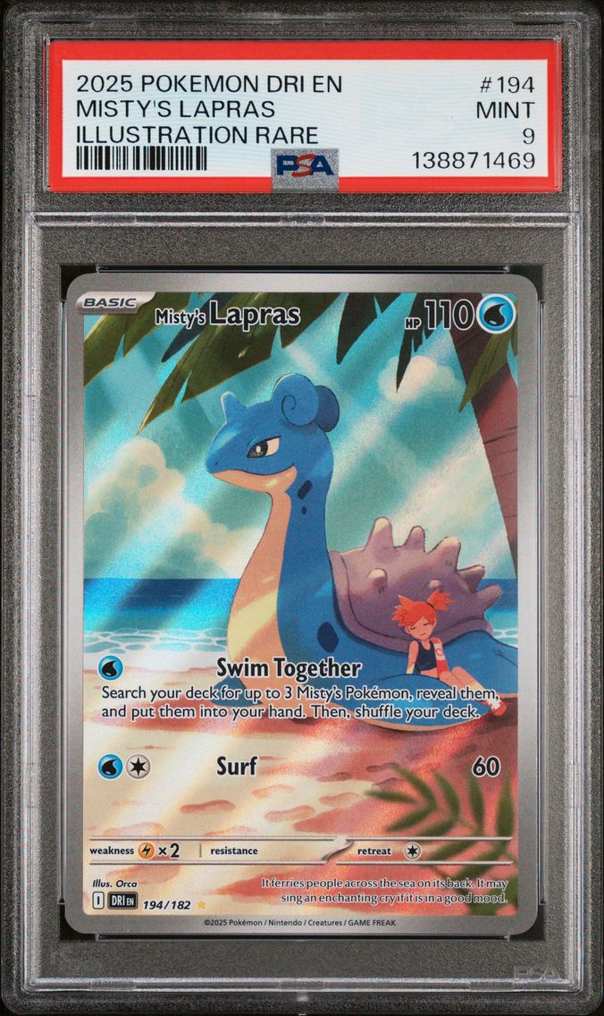 2025 #194 Misty's Lapras PSA 9 Dri EN-Destined Rivals
