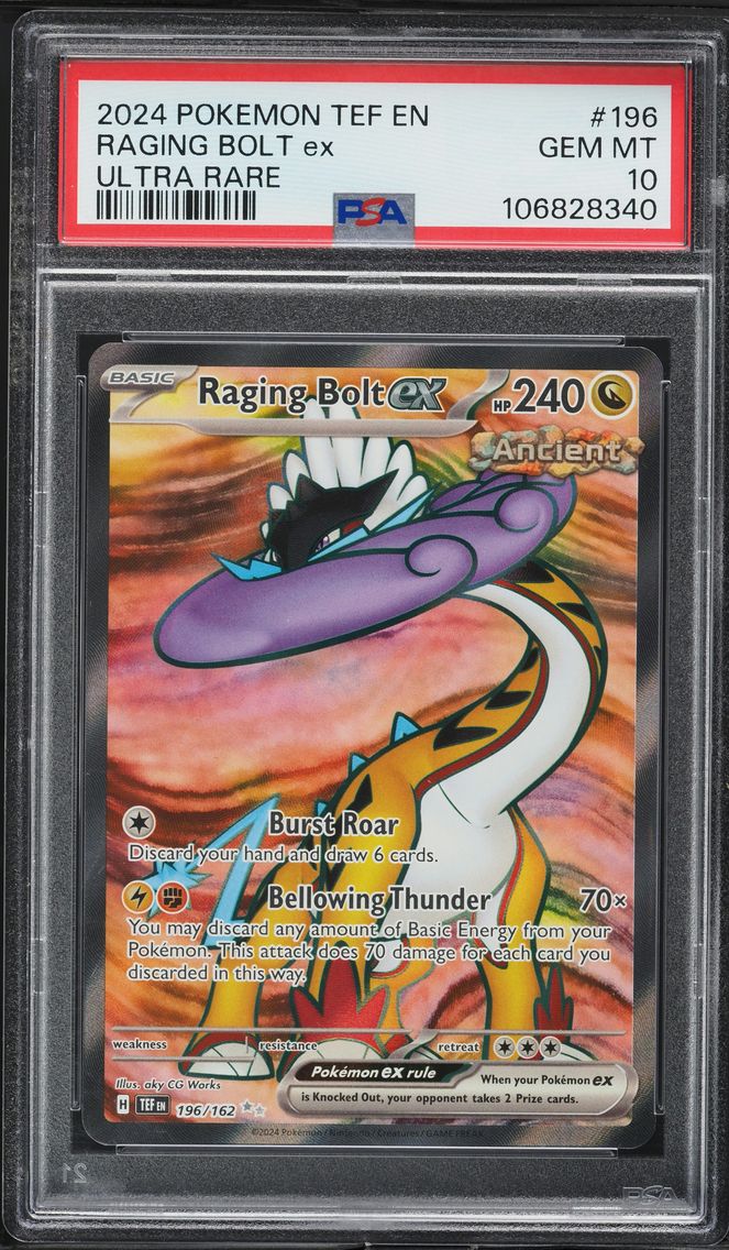 2024 #196 Raging Bolt EX PSA 10 Tef EN-Temporal Forces Pokemon