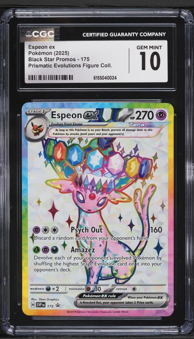 2025 #175 Espeon ex CGC 10 Pokemon Scarlet & Violet Promo Prismatic Evolutions Figure Full Art