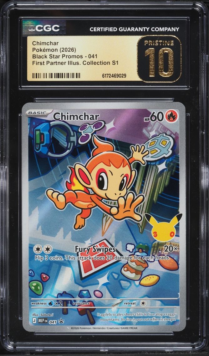 2026 Pokemon Mega Promo First Partner Illustration Full Art Chimchar #41 CGC 10 PRISTINE