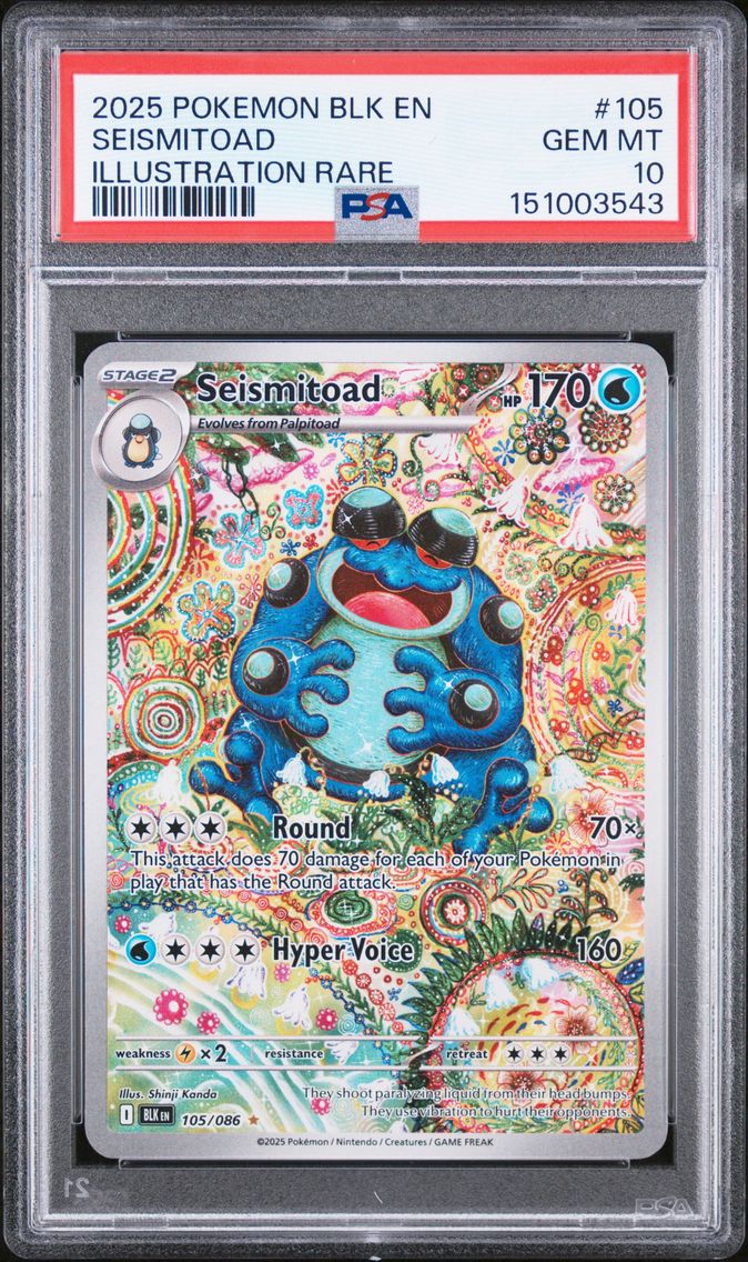 2025 #105 Seismitoad PSA 10 Blk EN-Black Bolt