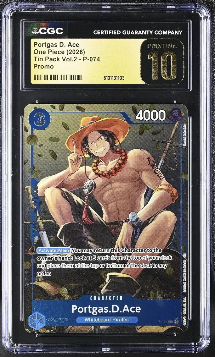 2026 #P-074 Portgas D. Ace CGC 10 Pristine Tin Pack Vol.2 (Coins In BG) - English