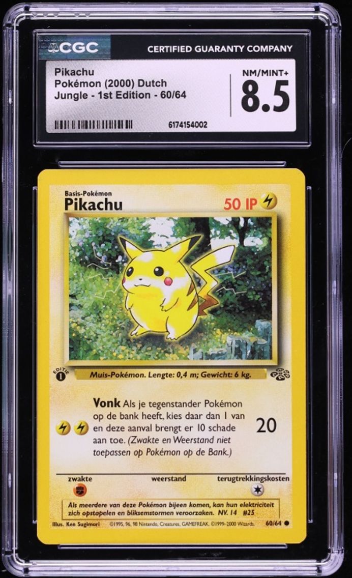 2000 Pokemon Dutch Jungle 1st Edition Pikachu #60 CGC 8.5 NM-MT+