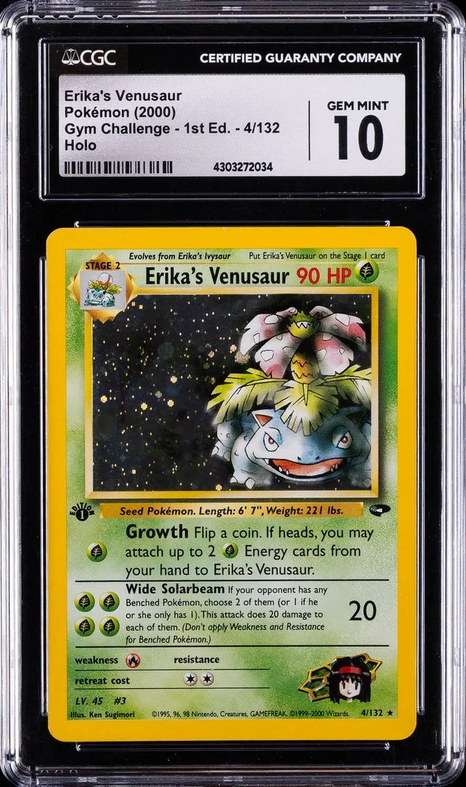 2000 #4 Erika's Venusaur Holo-1st Edition CGC 10 Gym Challenge Pokemon