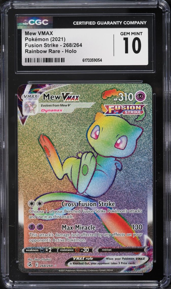 2021 Pokemon Sword & Shield Fusion Strike Rainbow Rare Mew VMAX #268 CGC 10 GEM MINT