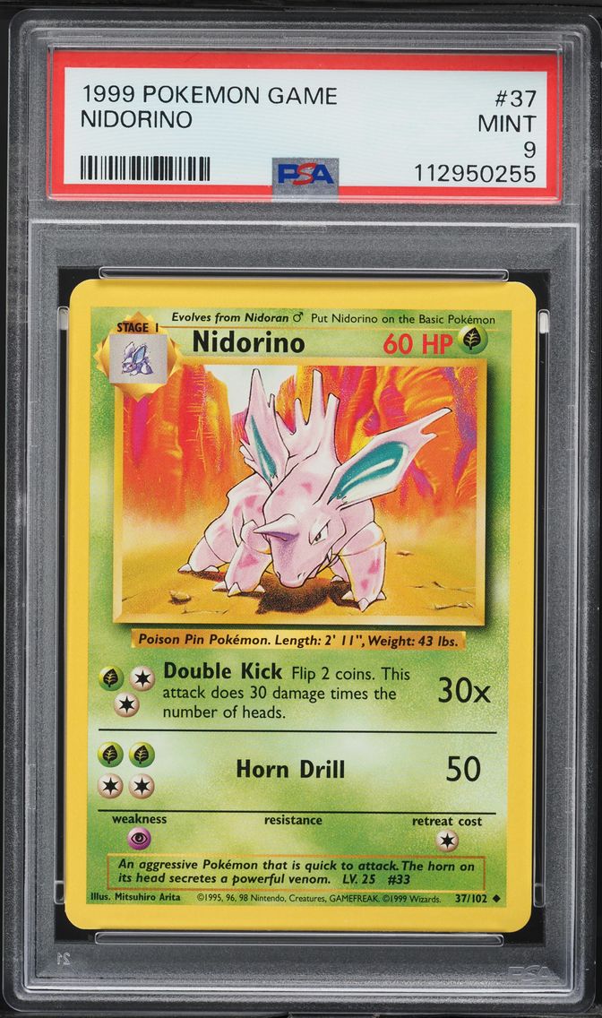 1999 #37 Nidorino PSA 9 Game Pokemon