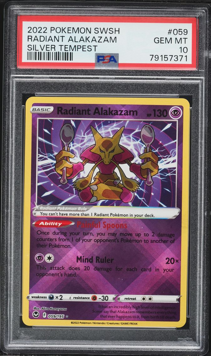 2022 #59 Radiant Alakazam PSA 10 Sword & Shield Silver Tempest Pokemon