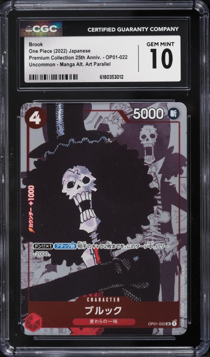 2022 #OP01-022 Brook CGC 10 One Piece Japanese Premium 25th Anniversary Manga Alt Art