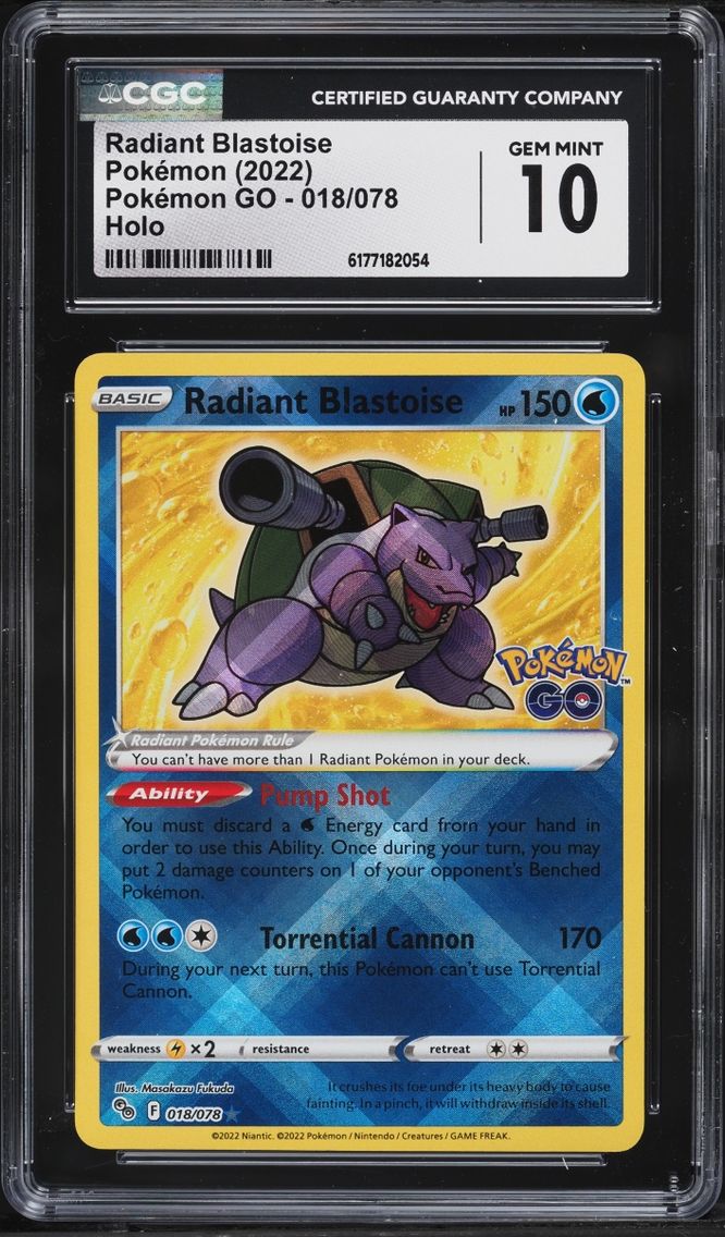 2022 Pokemon Japanese Sword & Shield Pokemon GO Holo Radiant Blastoise #18 CGC 10 GEM MINT