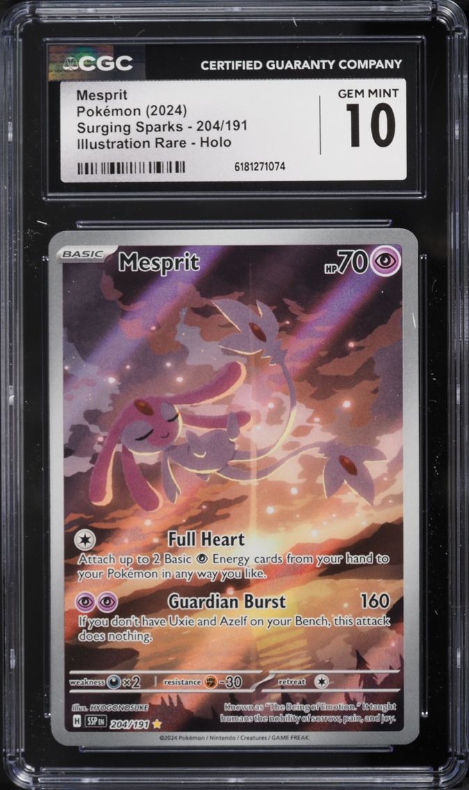 2024 #204 Mesprit CGC 10 Pokemon Scarlet & Violet Surging Sparks IR