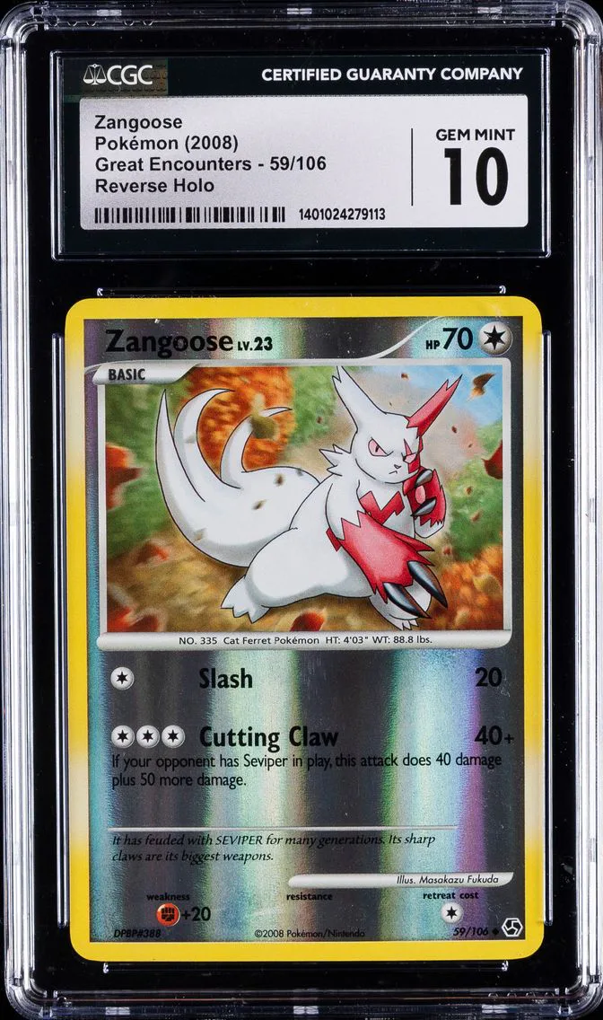 2008 #59 Zangoose CGC 10 Gem Mint Pokemon | Great Encounters, Reverse Holo