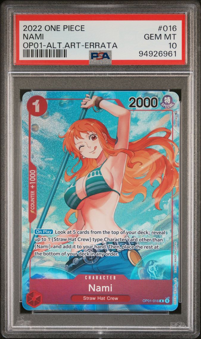 2022 #016 Nami Alternate Art-Errata PSA 10 OP01-Romance Dawn One Piece