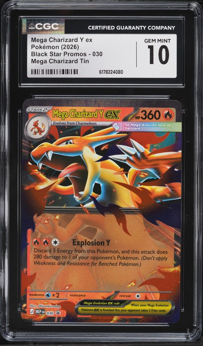 2026 Pokemon Mega Evolution Black Star Promo Tin Mega Charizard Y Ex #30 CGC 10 GEM MINT