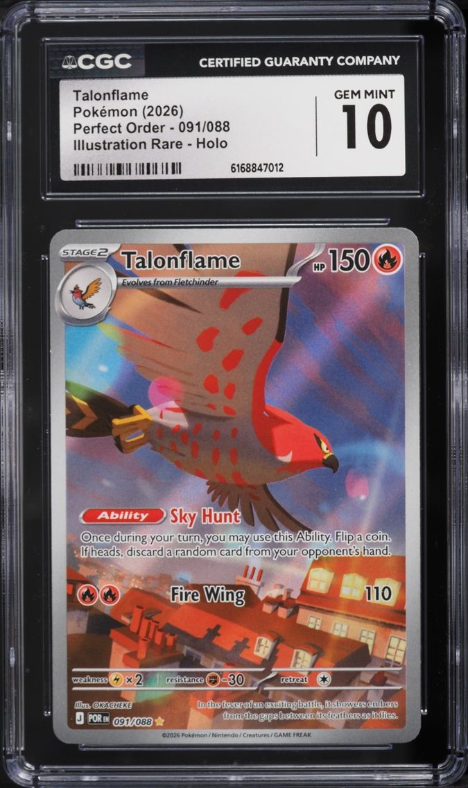 2026 Pokemon Mega Evolution Perfect Order IR Talonflame #091 CGC 10 GEM MINT