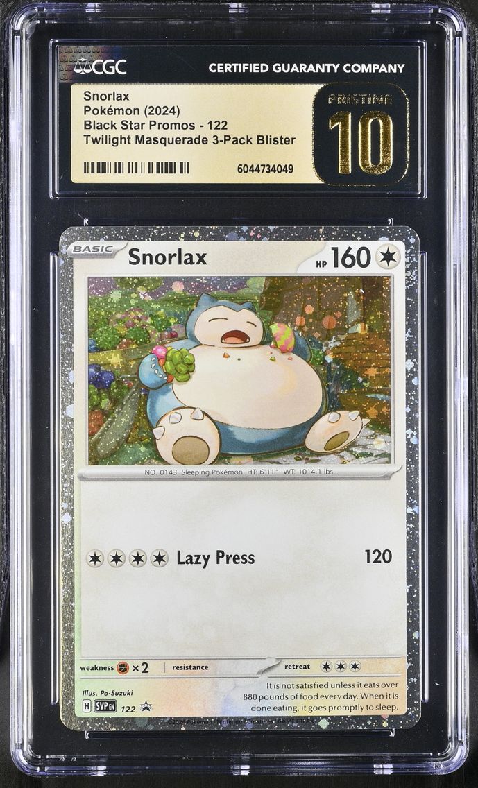 2024 #122 BLACK STAR PROMO TWILIGHT MASQUERADE 3-PACK BLISTER SNORLAX CGC 10 PRISTINE POKEMON