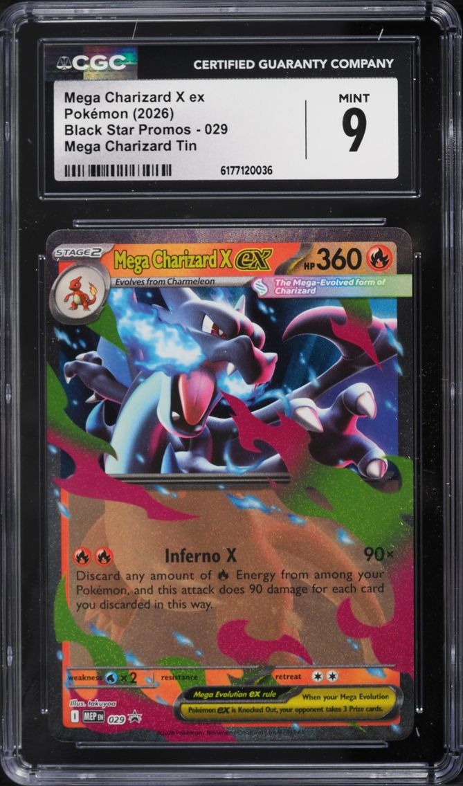 2026 Pokemon Mega Evolution Promo Tin Mega Charizard X Ex #29 CGC 9 MINT
