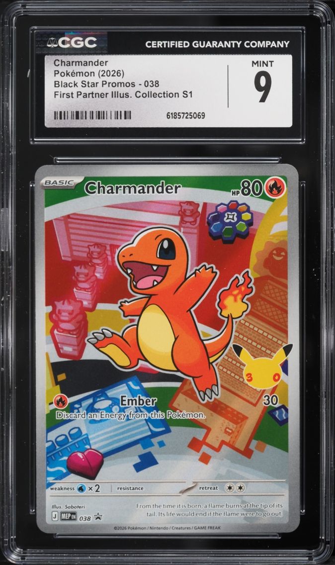 2026 #38 Charmander CGC 9 Pokemon Mega Evolution Promo First Partner Illustration Full Art