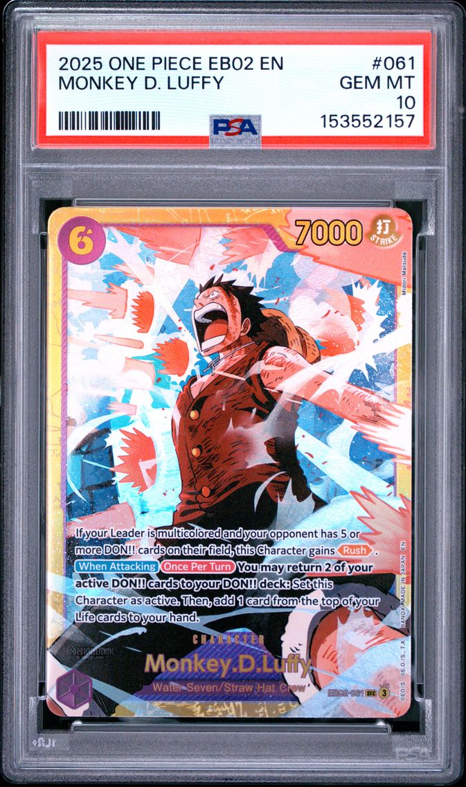 2025 #061 Monkey D. Luffy PSA 10 One Piece EB02-Extra Booster -Anime 25th Collection-