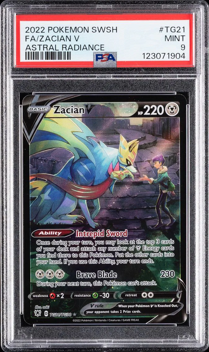 2022 #TG21 Full Art/Zacian V PSA 9 Sword & Shield Astral Radiance Pokemon