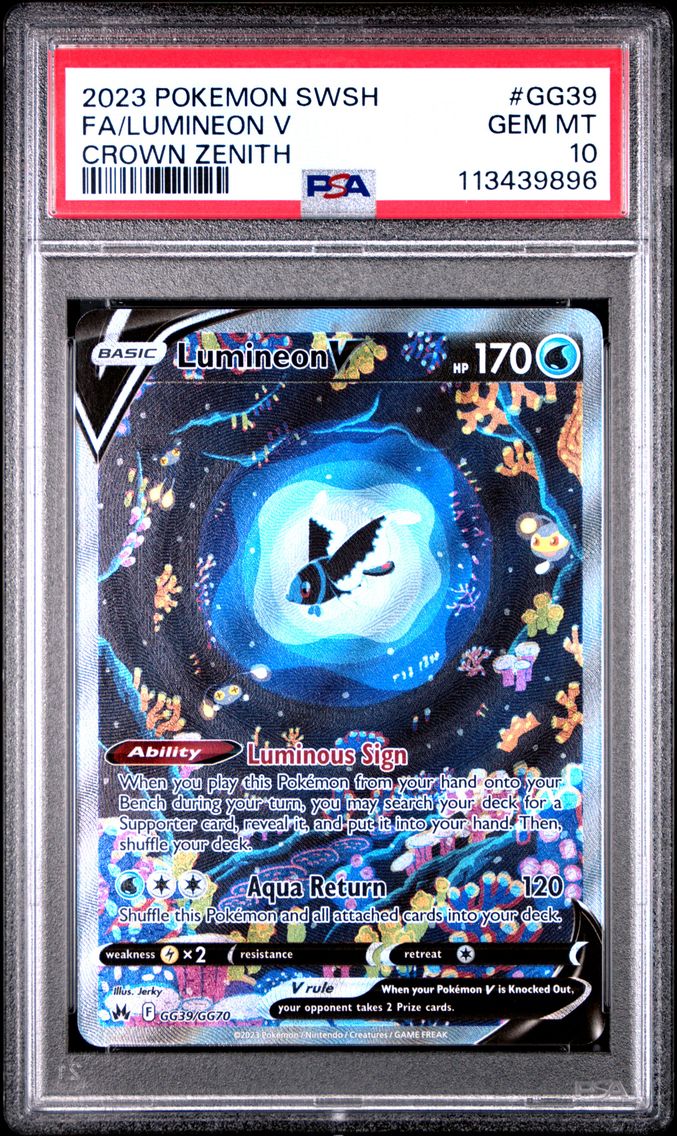2023 #GG39 Full Art/Lumineon V PSA 10 Sword and Shield Crown Zenith