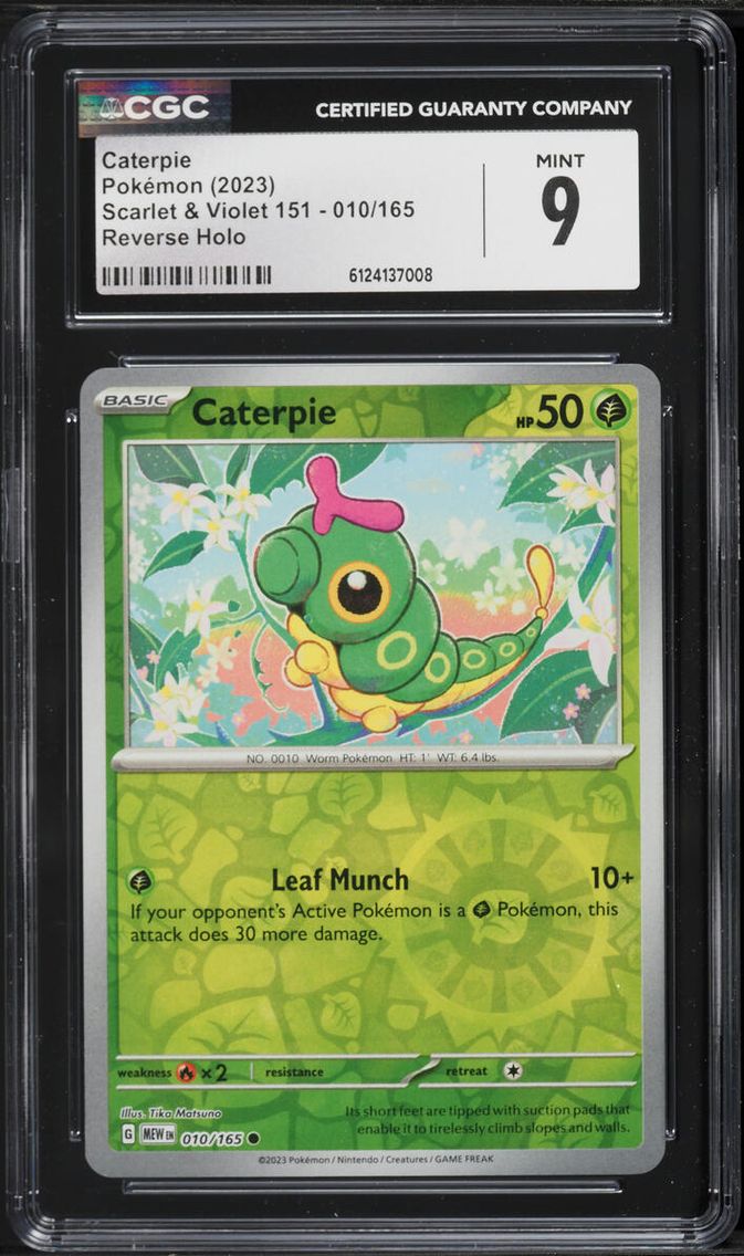 2023 Pokemon Scarlet & Violet 151 Reverse Holo Caterpie #10 CGC 9 MINT
