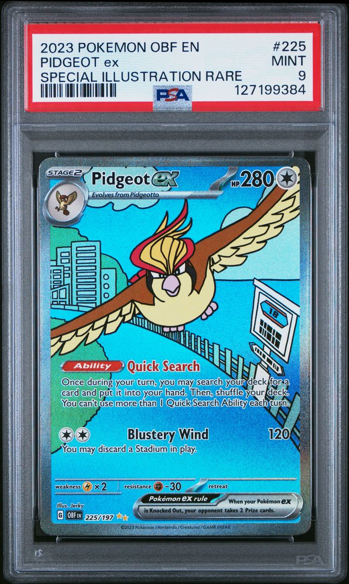 2023 #225 Pidgeot EX PSA 9 Obf EN-Obsidian Flames