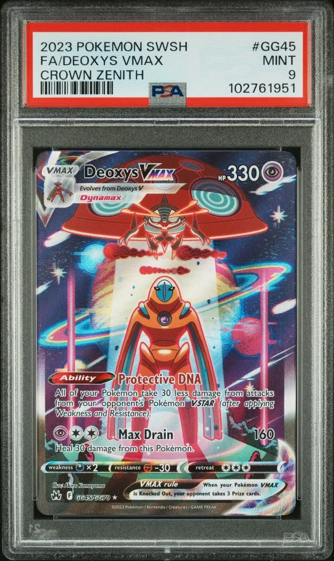 2023 #GG45 Full Art/Deoxys Vmax PSA 9 Sword and Shield Crown Zenith Pokemon