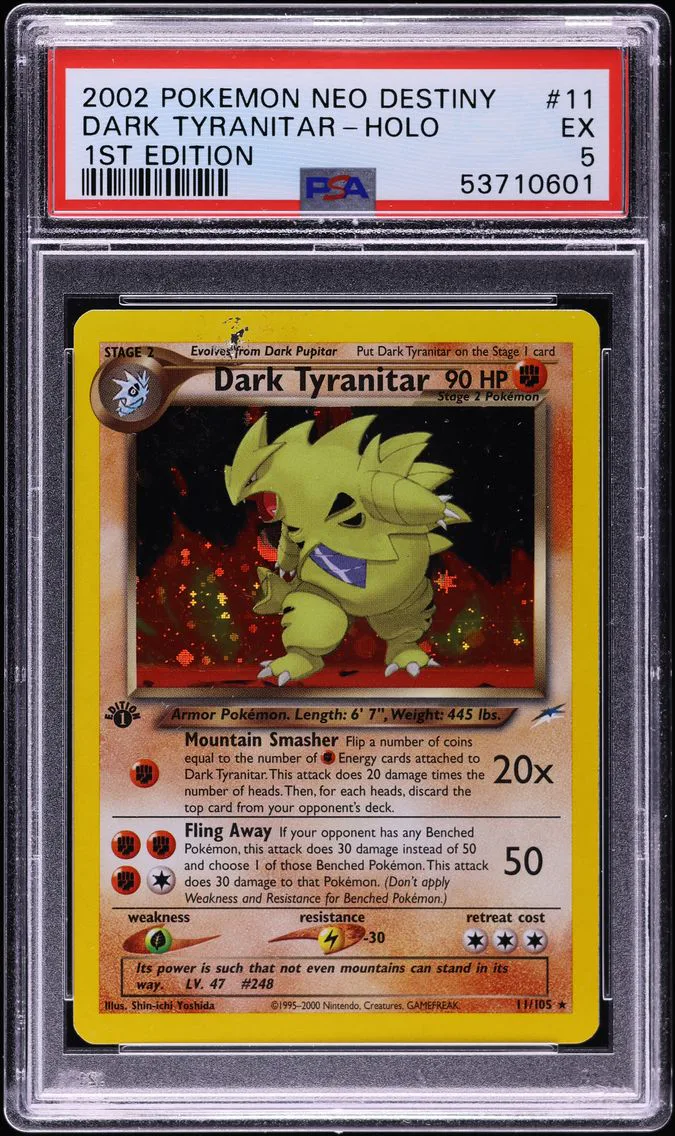 2002 #11 NEO DESTINY 1ST EDITION HOLO DARK TYRANITAR PSA 5 POKEMON