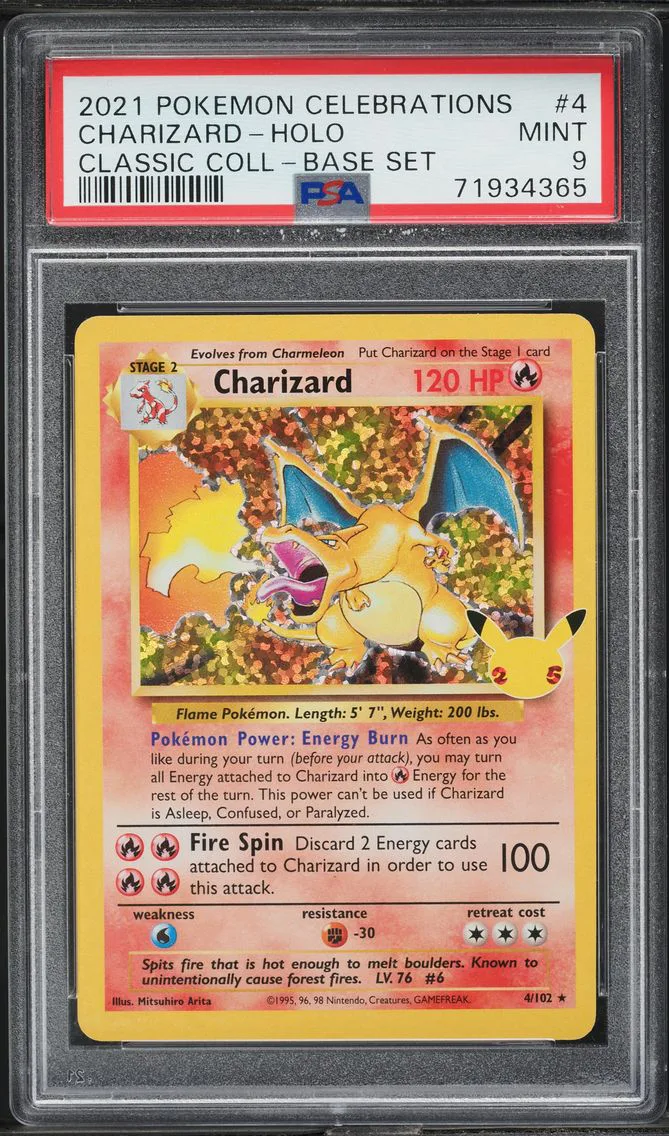 2021 #4 SWORD & SHIELD CELEBRATIONS BASE SET HOLO CHARIZARD PSA 9  POKEMON
