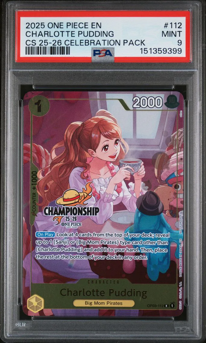 2025 #112 Charlotte Pudding PSA 9 One Piece Championship 2025-26 Celebration Pack