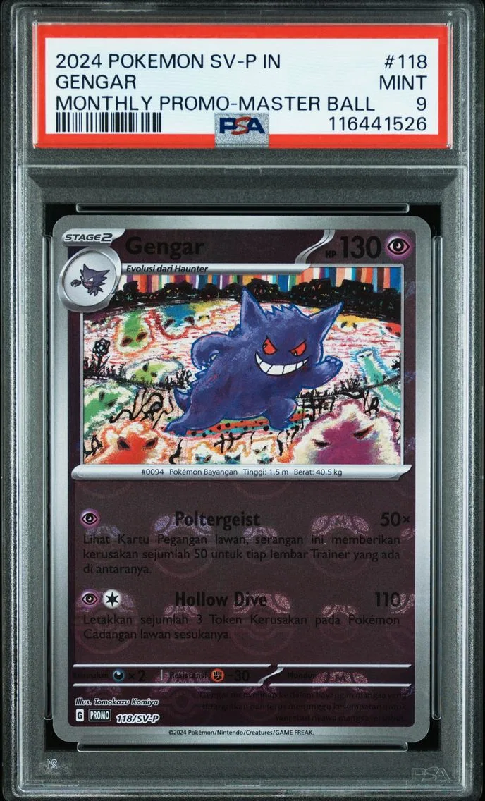 2024 #118 Gengar PSA 9 Indonesian SV-P Promo Pokemon