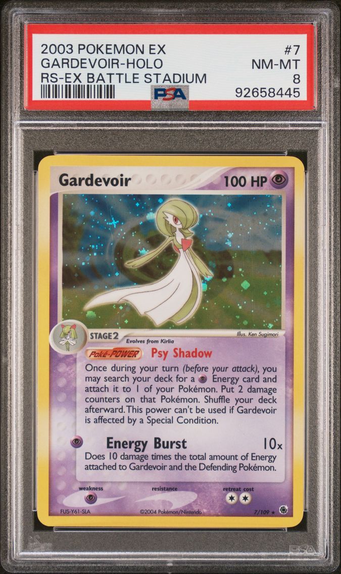 2004 #7 Gardevoir-Holo Base PSA 8 EX Battle Stadium Pokemon