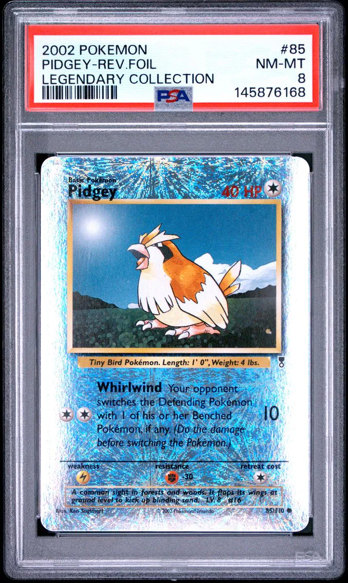 2002 #85 Pidgey-Reverse Foil PSA 8 Legendary Collection