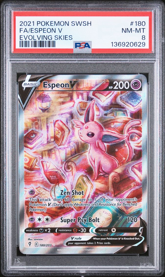 2021 #180 Full Art/Espeon V PSA 8 Sword & Shield Evolving Skies