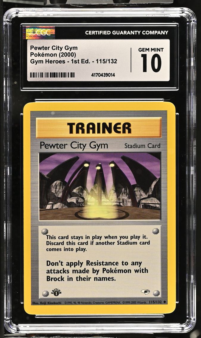 2000 #115 Pewter City Gym CGC 10 Gym Heroes - 1st Edition - English