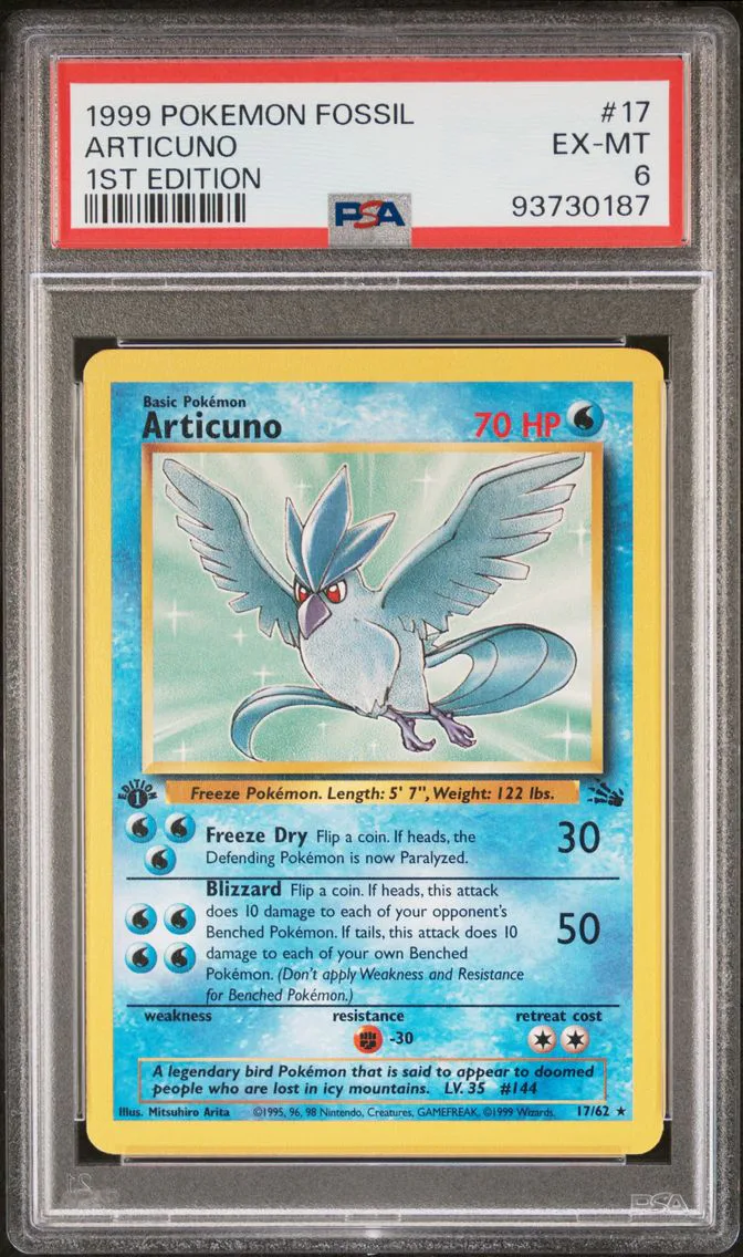 1999 #17 Articuno 1st Edition PSA 6 Fossil Pokemon