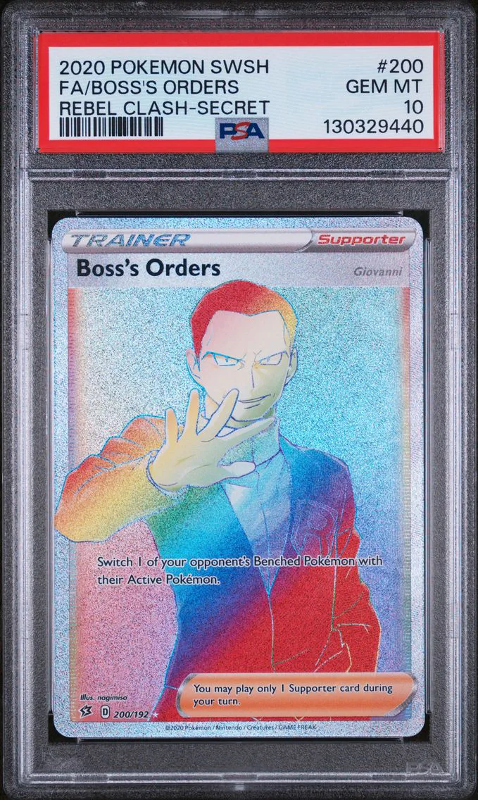 2020 #200 Full Art/Boss's Orders PSA 10 Sword & Shield Rebel Clash