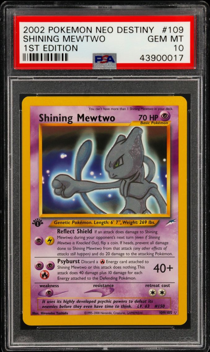 2002 #109 Shining Mewtwo 1st Edition PSA 10 Neo Destiny