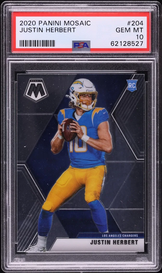 2020 #204 Panini Mosaic Justin Herbert ROOKIE GEM MINT PSA 10