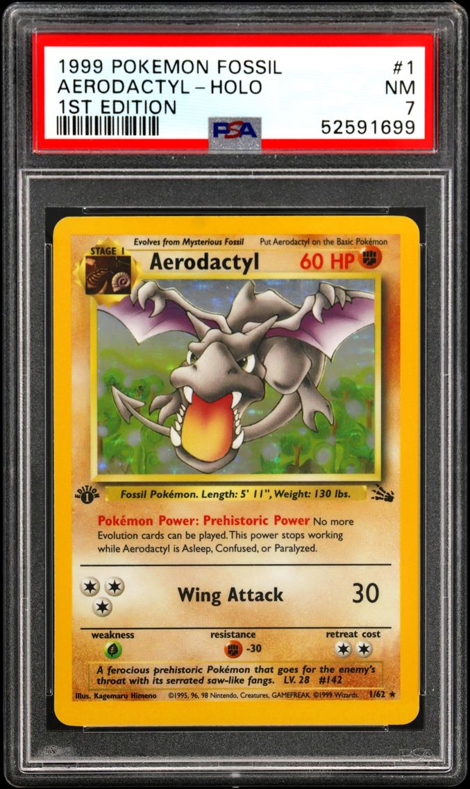 1999 #1 Aerodactyl-Holo 1st Edition PSA 7 Fossil