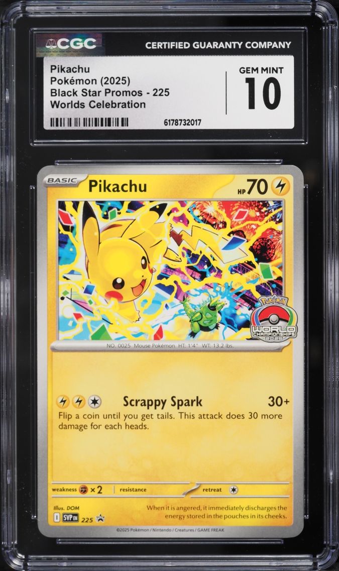 2025 Pokemon Scarlet & Violet Promo Worlds Celebration Pikachu #225 CGC 10 GEM MINT