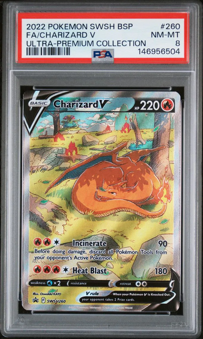 2022 #260 Full Art/Charizard V PSA 8 Swsh Black Star Promo