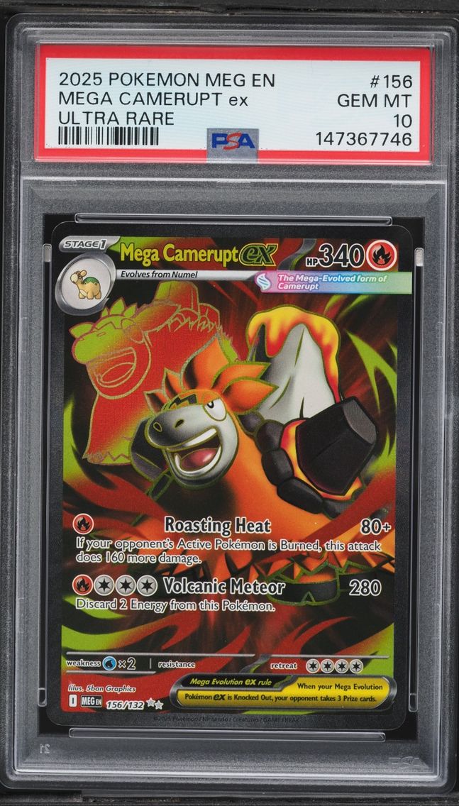 2025 Pokemon Mega Evolution Full Art Mega Camerupt EX #156 PSA 10 GEM MINT