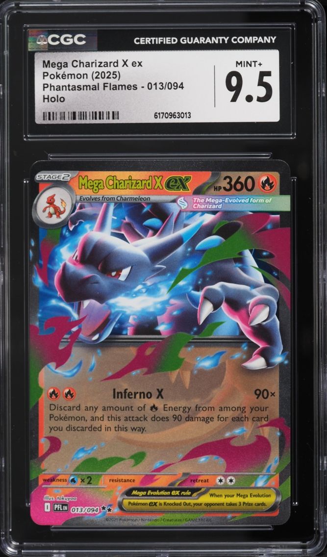 2025 Pokemon Mega Evolution Phantasmal Flames Holo Mega Charizard X Ex #13 CGC 9.5 MINT+