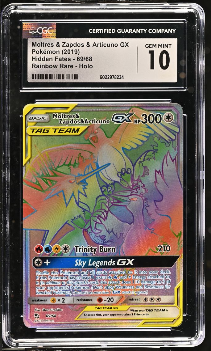 2019 #69 Moltres &amp; Zapdos &amp; Articuno GX CGC 10 Hidden Fates - English